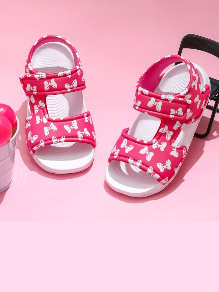 Sweet Charm All-over Bow Print Pink Sandals for Kids-creative view