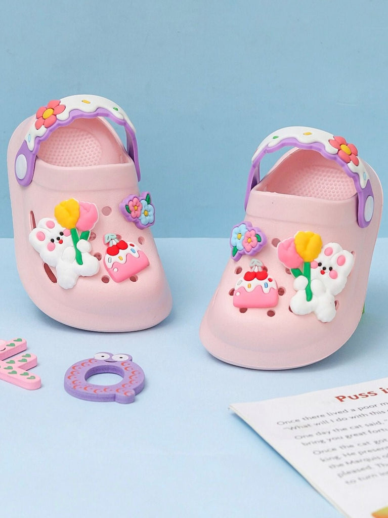 Creative Display of Yellow Bee Kids' Clogs with Sweet Treats Design