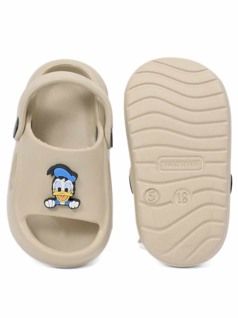 Sweet & Classic Donald Duck Cartoon Theme Sandals for Boys – Beige-Front & Back View