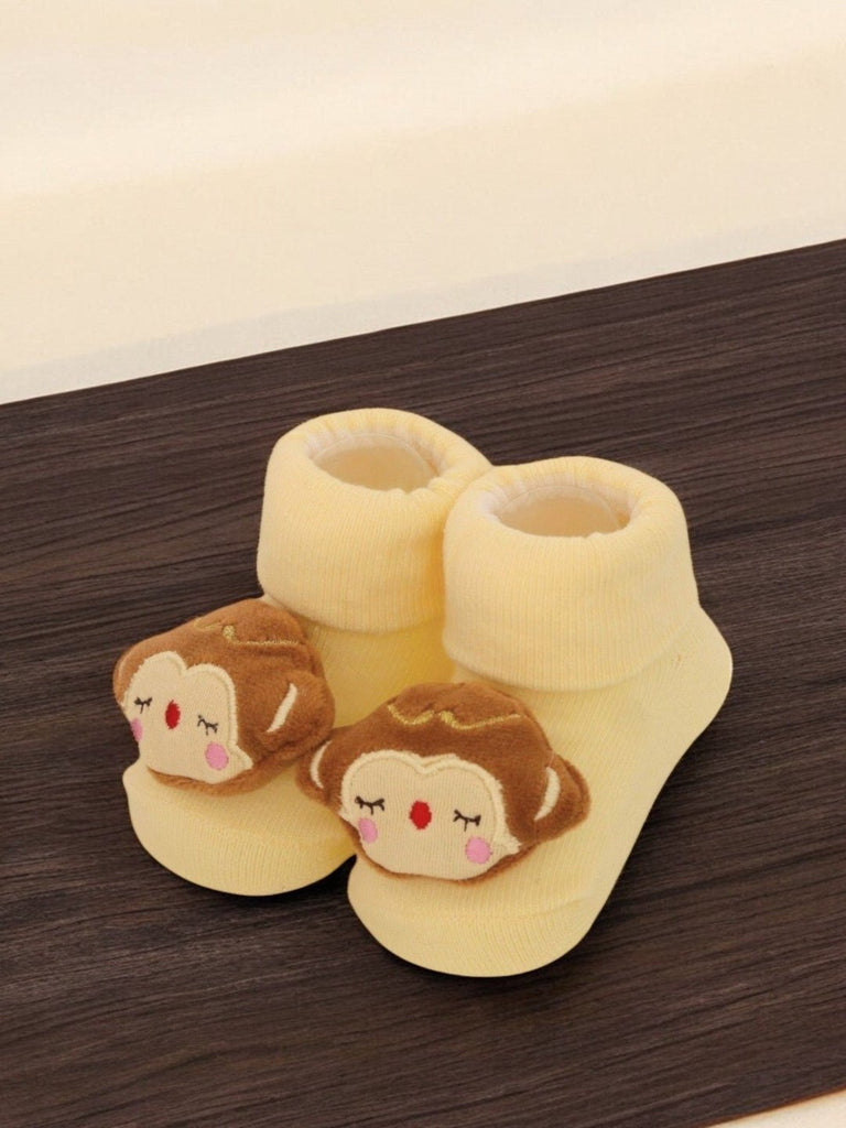 Sweet Monkey Face Baby Socks - Sunny Yellow