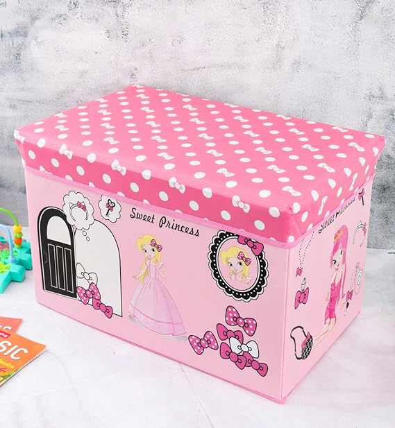 Front view of the Yellow Bee Sweet Princess Storage Box, displaying its delightful princess theme.