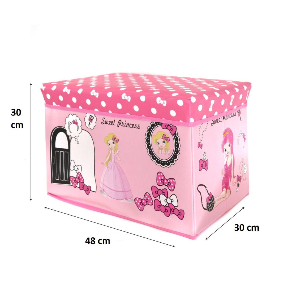 Dimensions diagram of the Yellow Bee Sweet Princess Folding Storage Box, showcasing its size.