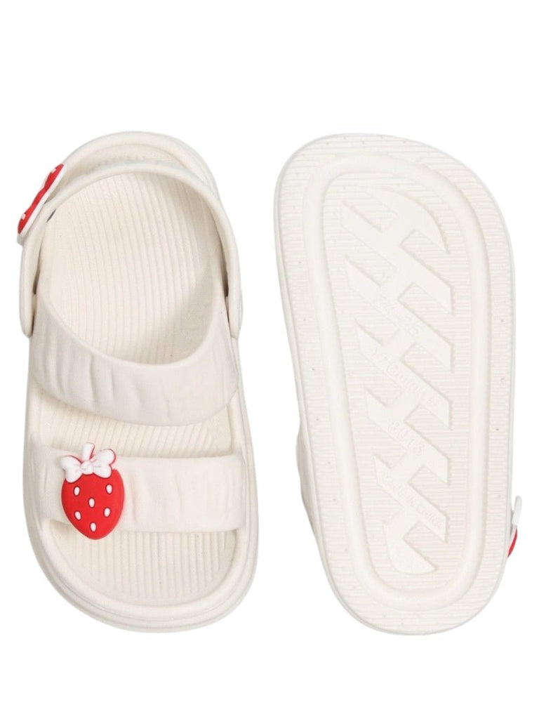 Sweet Steps - White Strawberry and Bow Sandals-Front & Back View