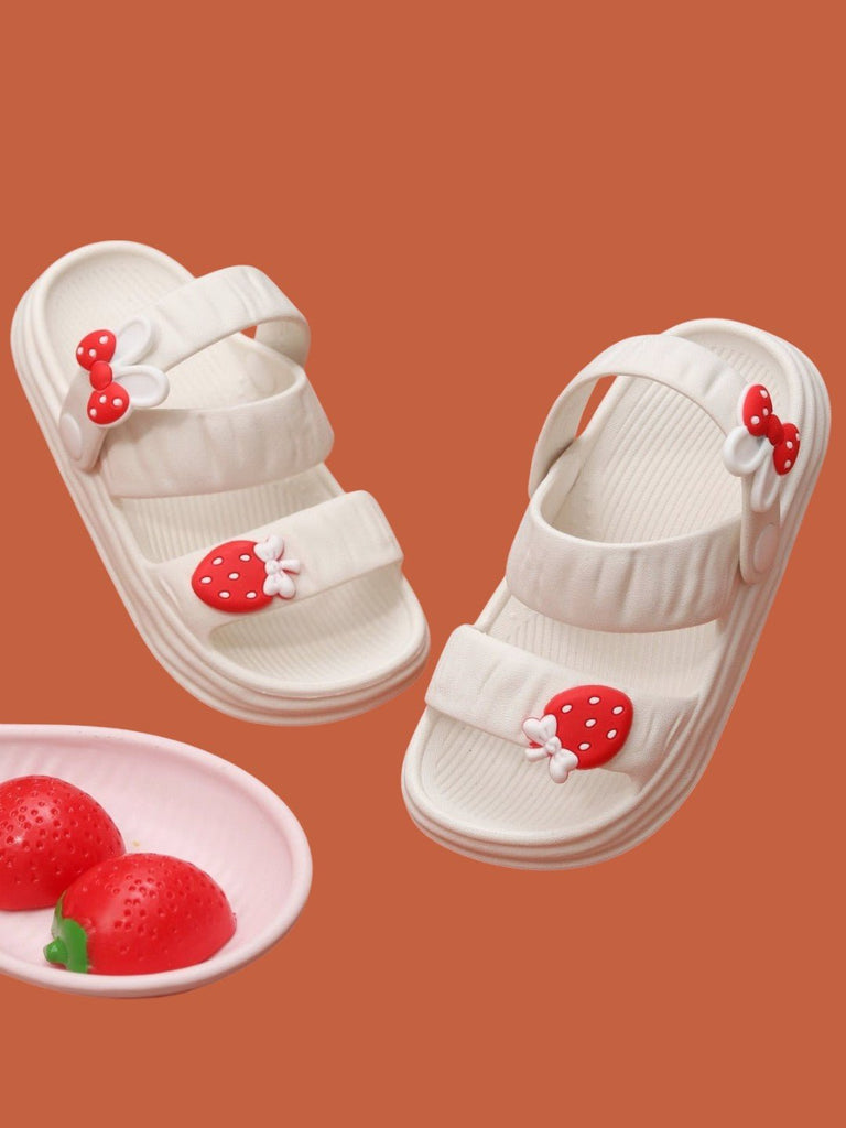 Sweet Steps - White Strawberry and Bow Sandals