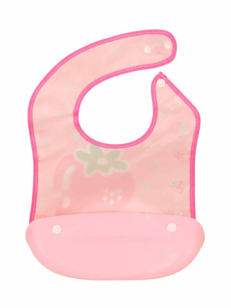 BerryBunnyBabyBib_PinkBibwithStrawberryMotif_FoodCatcherPocket-BackView 1