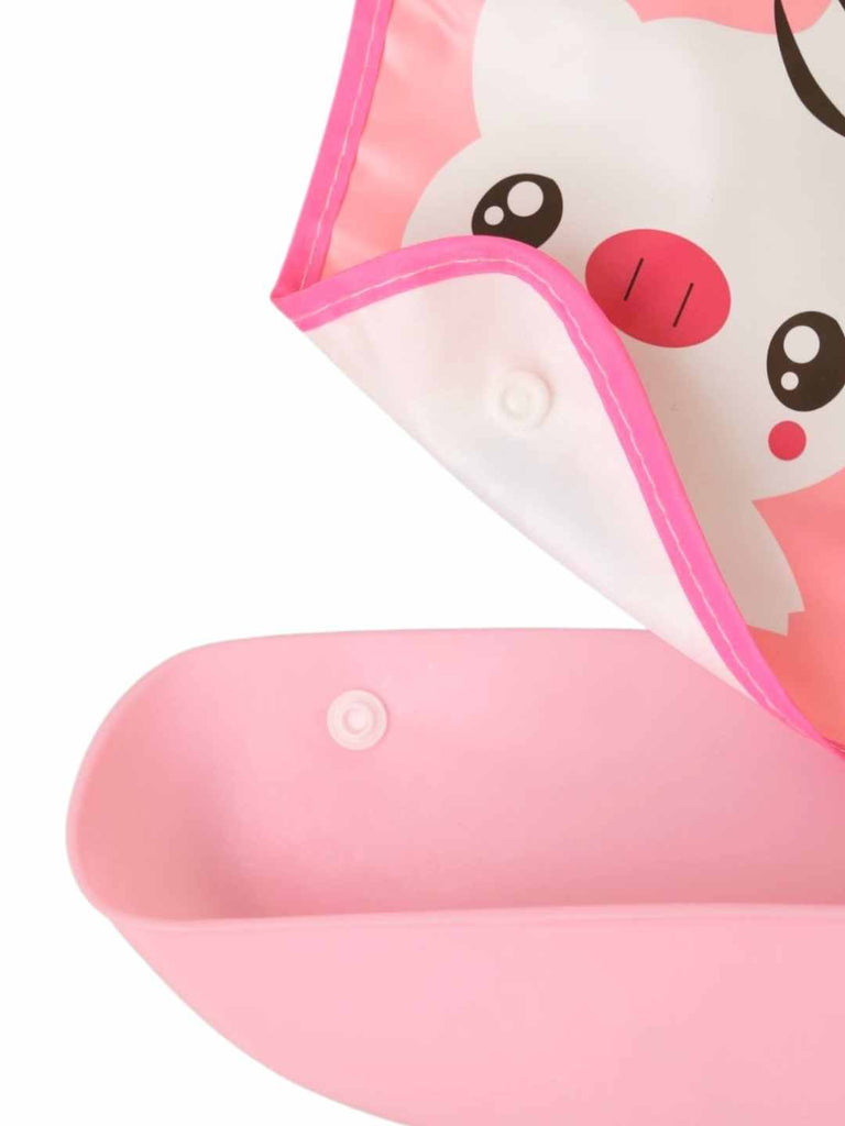 StarryKittyBabyBib_WaterproofPinkBibwithAdorableCat_FoodCatcher-ShowingTrayView 1