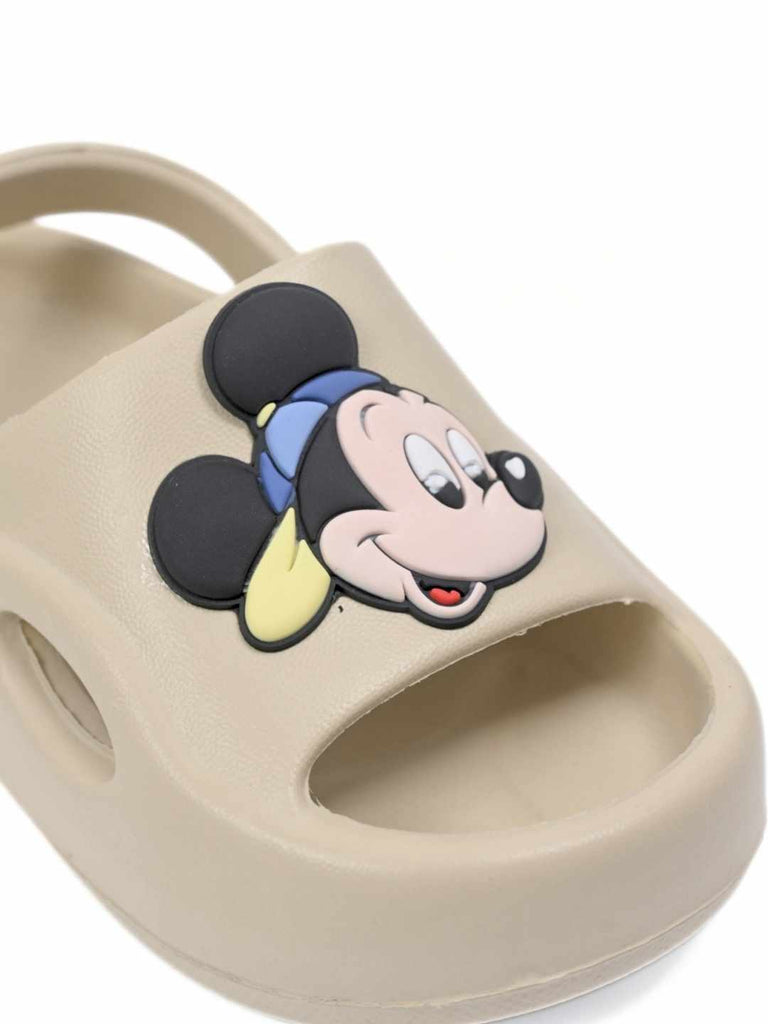 Sweet & Trendy Mickey Mouse Face Charm Sandals for Boys – Beige-Close up view