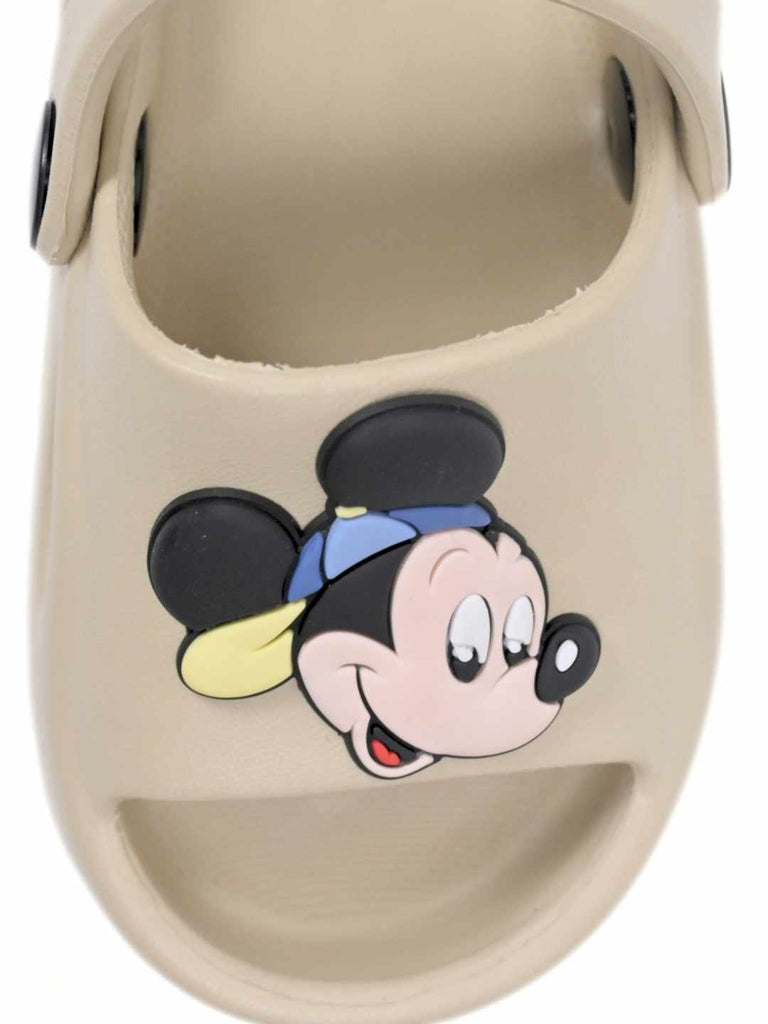 Sweet & Trendy Mickey Mouse Face Charm Sandals for Boys – Beige-Front View