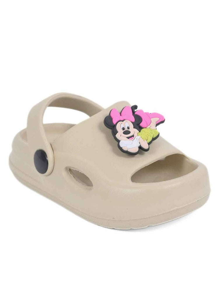 Sweet & Trendy Minnie Mouse Rotating Charm Sandals for Girls – Beige - Angle View