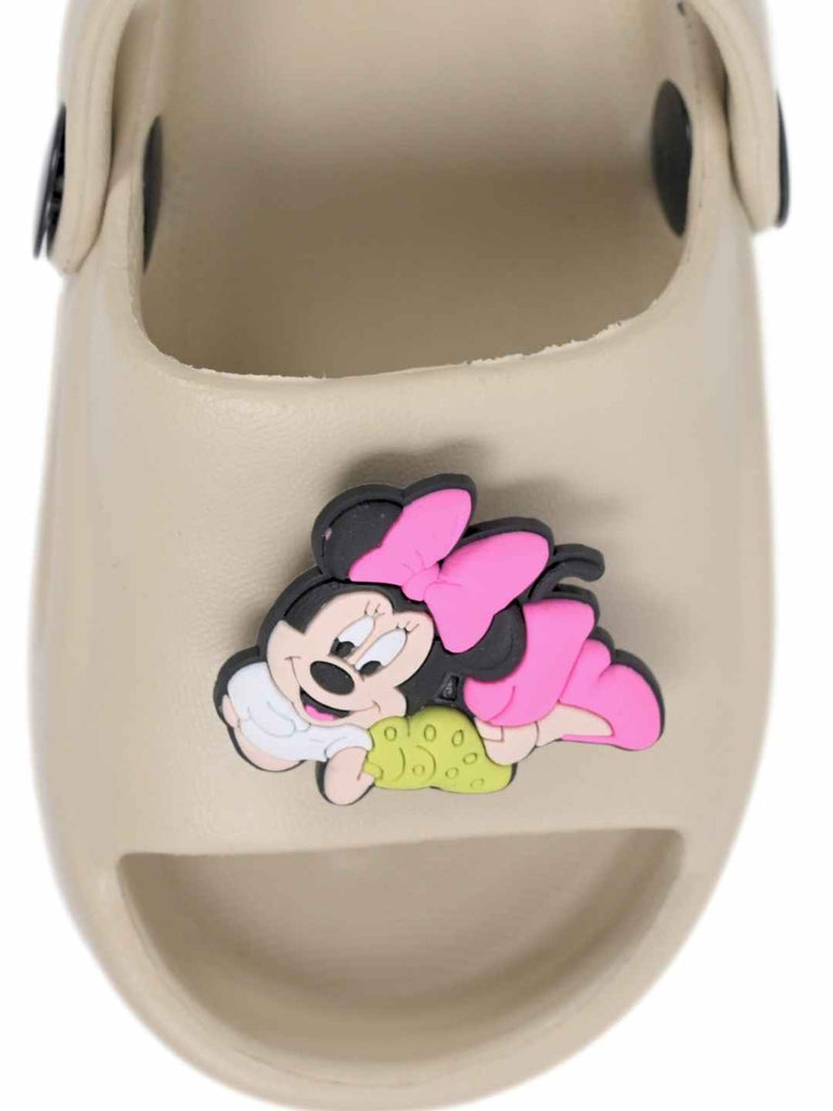 Sweet & Trendy Minnie Mouse Rotating Charm Sandals for Girls – Beige - Front Zoom View