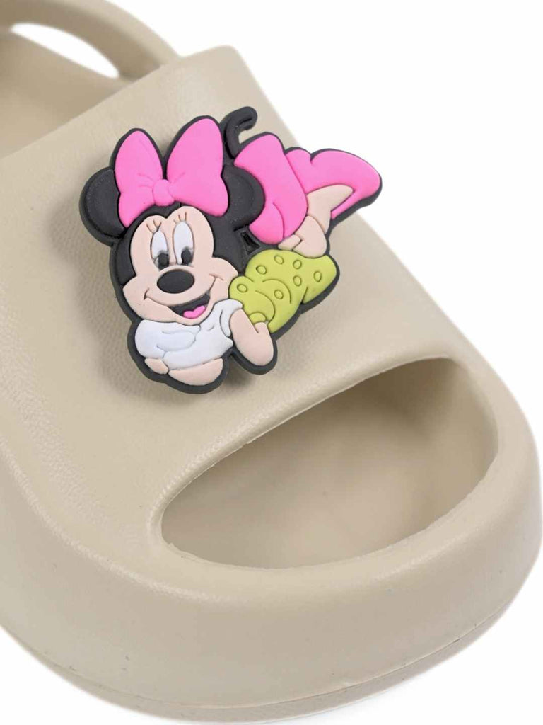 Sweet & Trendy Minnie Mouse Rotating Charm Sandals for Girls – Beige - Close Up View
