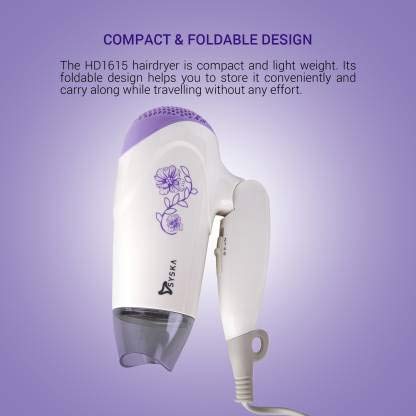 Syska HD1615 Hair Dryer with foldable handle for easy travel