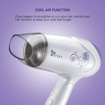 Side close-up of Syska Trendsetter HD1615 Hair Dryer showcasing heat balance technology
