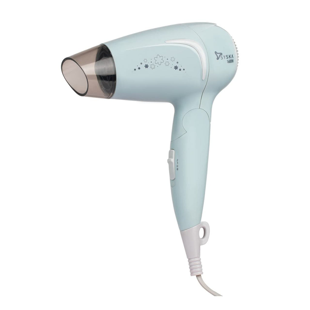 Syska HD1625 1600W Hair Dryer in sleek grey with front view display