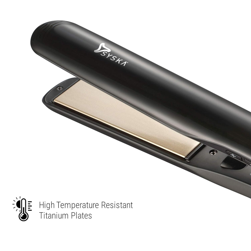 Syska Hair Straightener Showcasing High Temperature Resistant Titanium Plates
