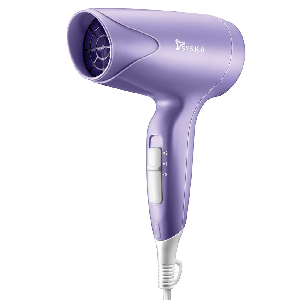 Front view of the Syska HD1600 Trendsetter Hair Dryer in a chic purple color
