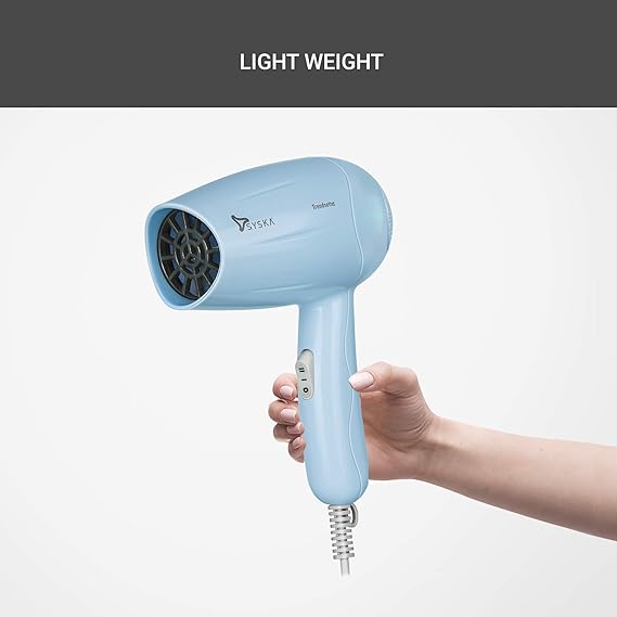 Top view of the Syska Trendsetter HD1010 hair dryer, highlighting its compact size and ease of handling.