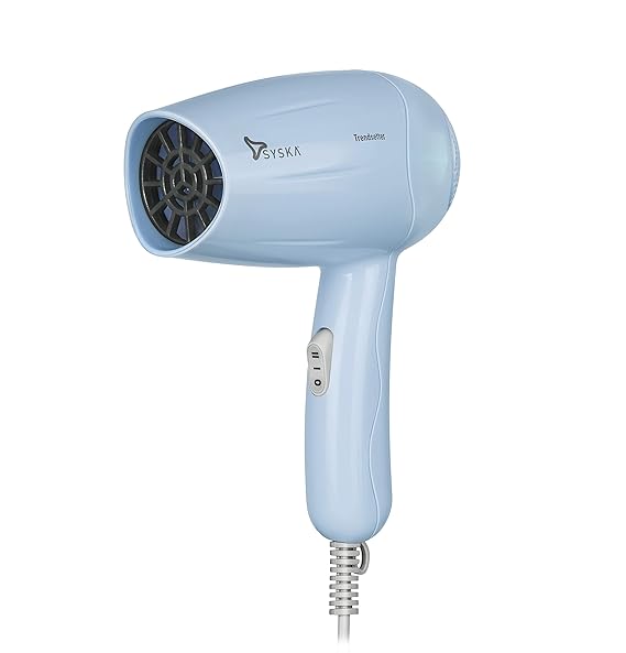 Front view of the Syska Trendsetter HD1010 hair dryer in a stylish blue color.