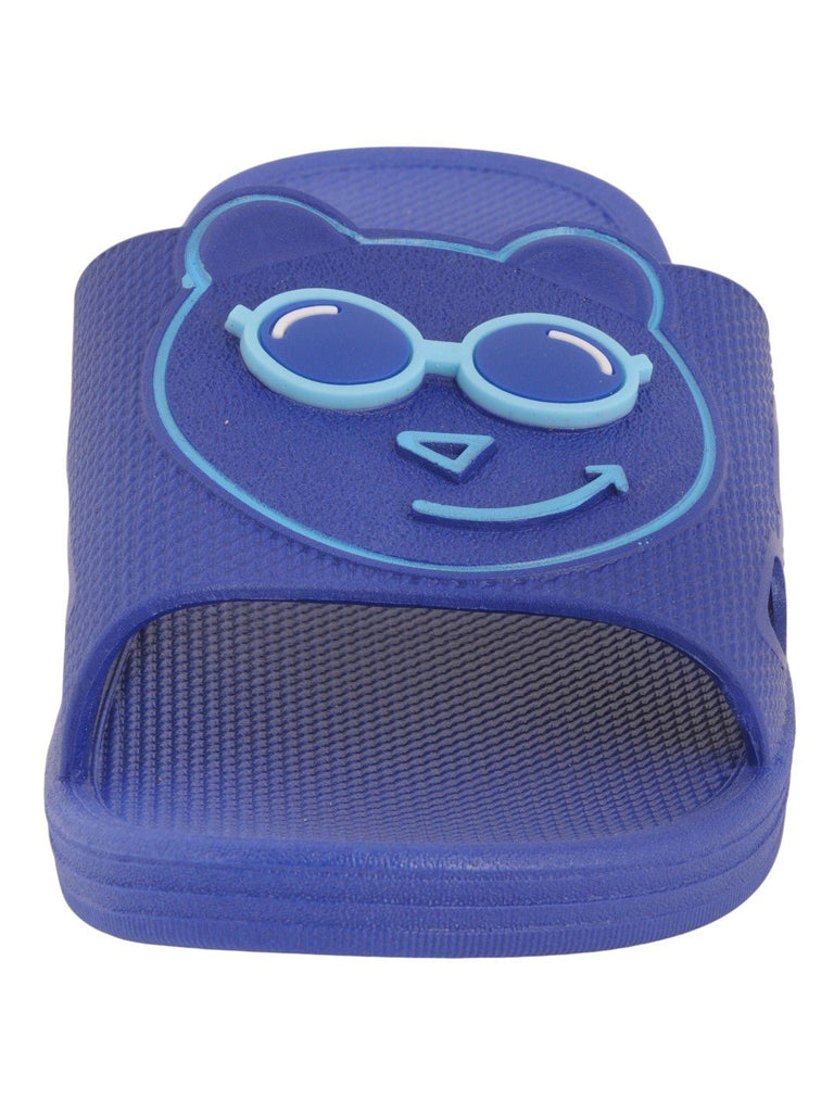 Teddy Bear Face Slides for Boys - Navy Blue zoom view