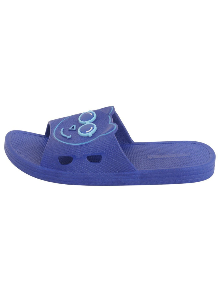 Teddy Bear Face Slides for Boys - Navy Blue side view