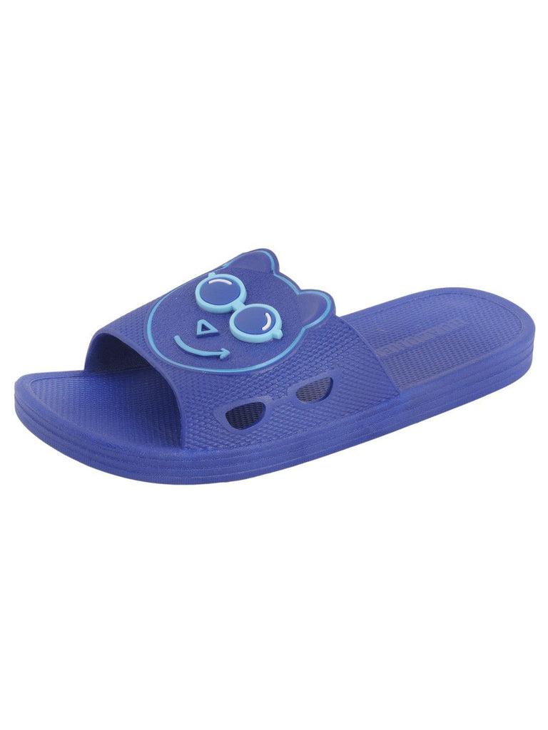 Teddy Bear Face Slides for Boys - Navy Blue angle view