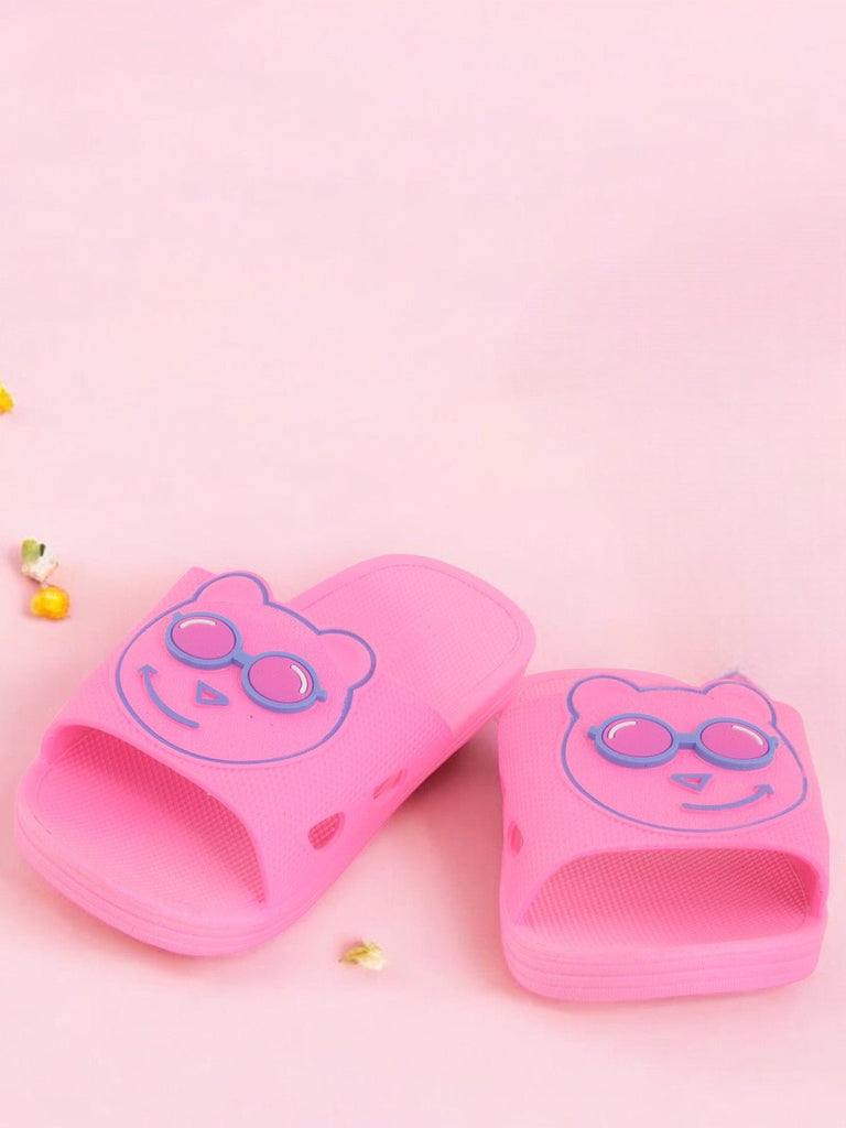 Teddy Bear Face Slides for Girls - Dark Pink creative view