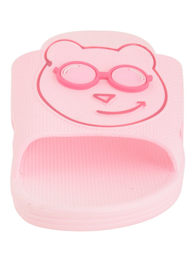 Teddy Bear Face Slides for Girls - Light Pink zoom view