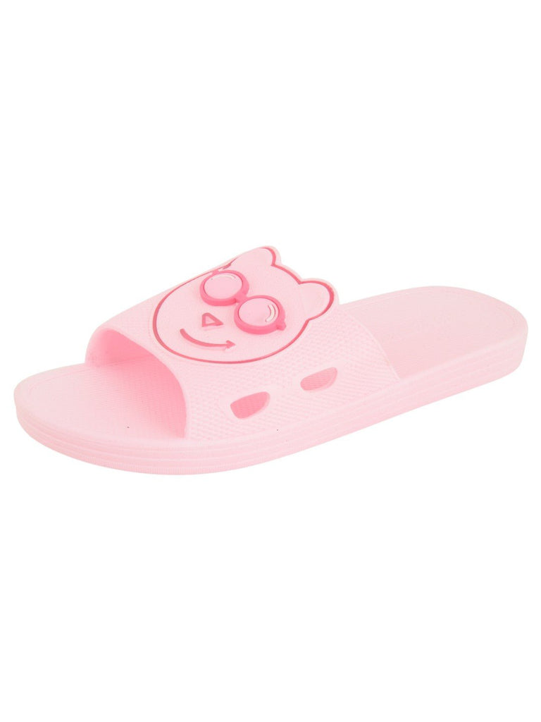 Teddy Bear Face Slides for Girls - Light Pink angle view