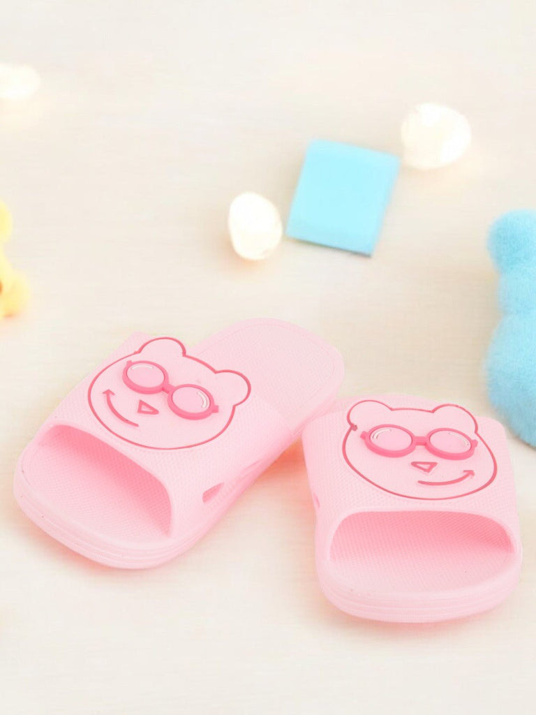 Teddy Bear Face Slides for Girls - Light Pink creative view