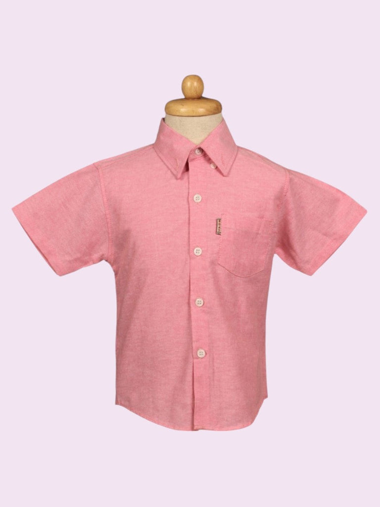 ClassicPinkBoys_ShortSleeveButton-UpShirt_CasualandStylishLookFrontView