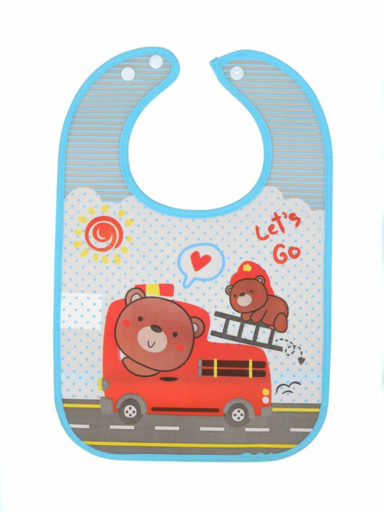 YellowBeeToddlerBib_RescueBearsonFireEnginePrint-FrontView