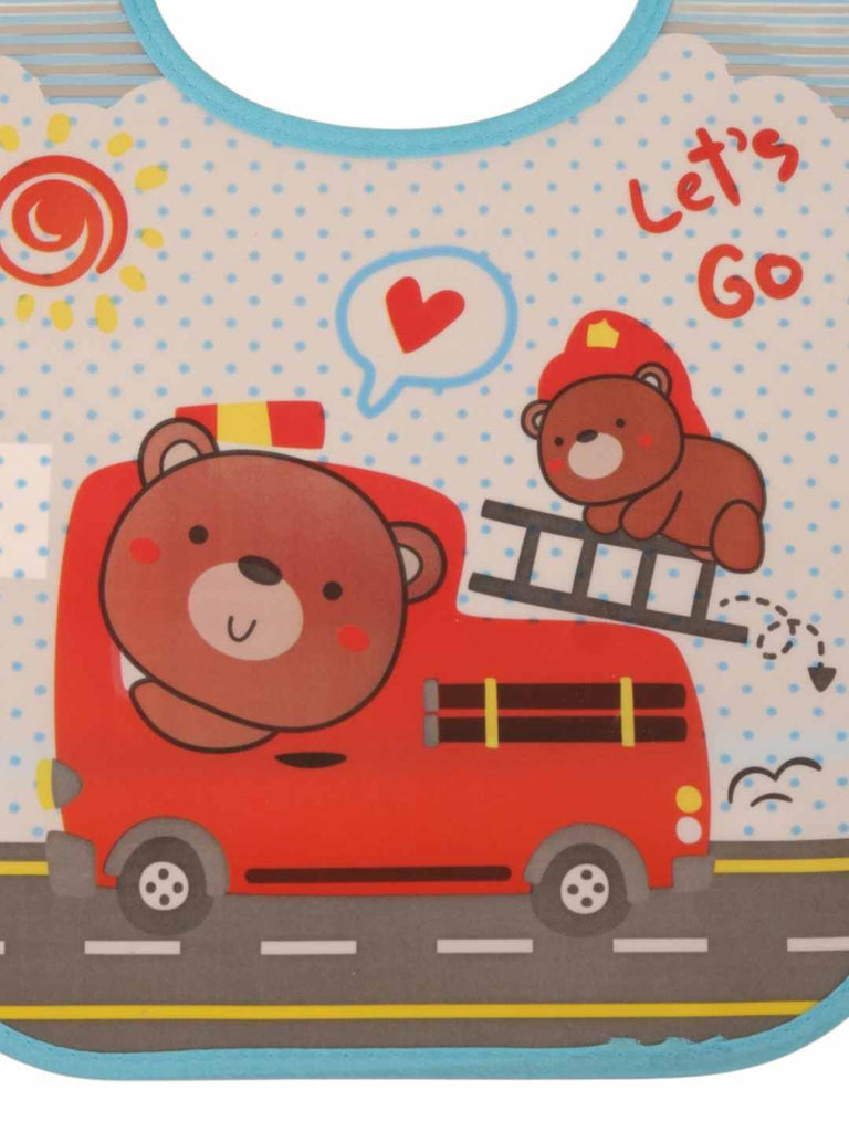 YellowBeeToddlerBib_RescueBearsonFireEnginePrint-CloseUpView