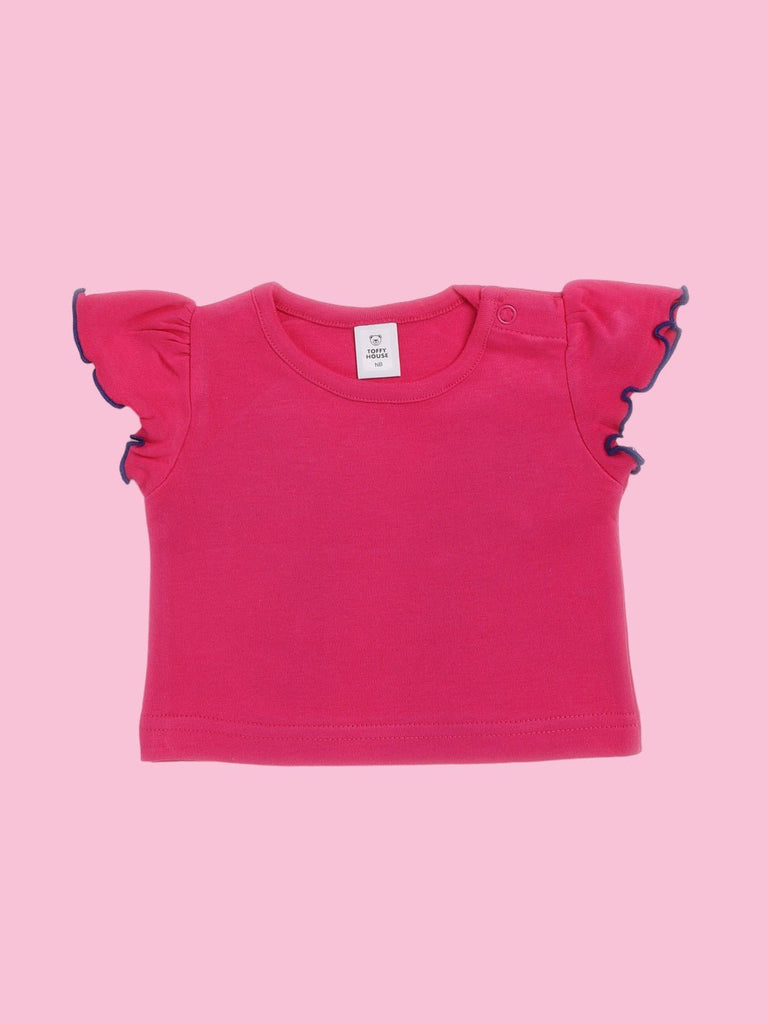 ToffyHouse Adorable Baby Girl's Pink T-Shirt Front  View.