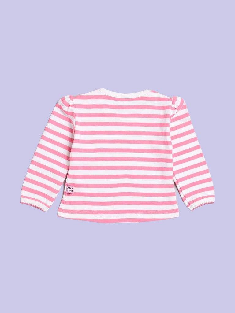 ToffyHouse Adorable Striped Long Sleeve Top Back View.