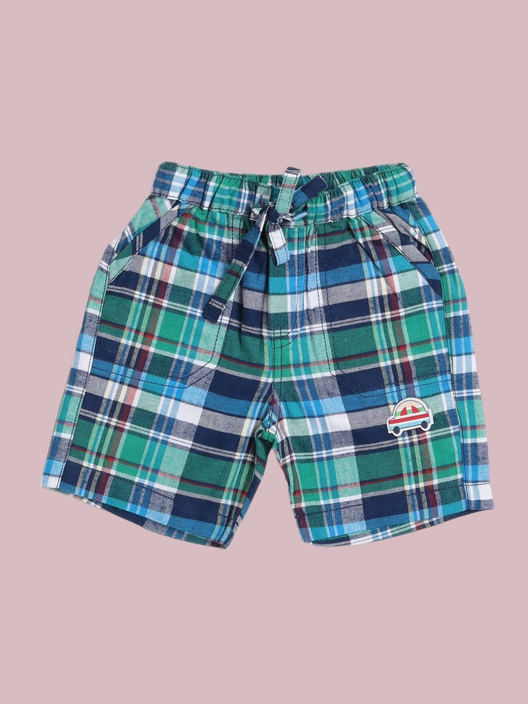 Toffyhouse Baby Boys Blue City Fire fighter Shorts Front view.