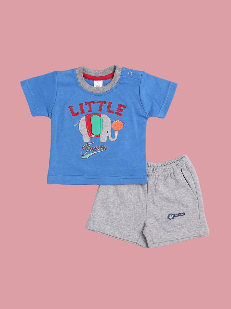 ToffyHouse Baby Boys' Little Team Elephant T-Shirt and Gray Shorts Set