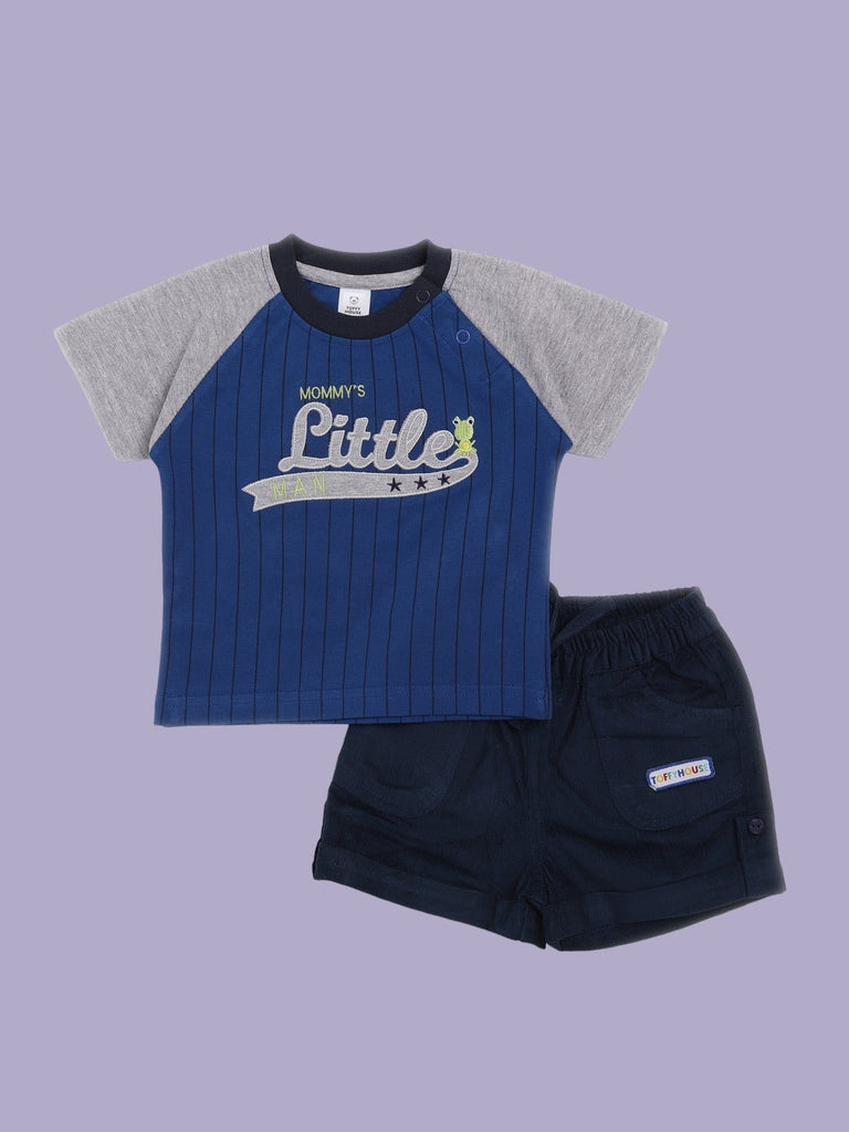 ToffyHouse Baby Boys' Navy Blue 'Mommy's Little Man' T-Shirt and Shorts Set - Full View