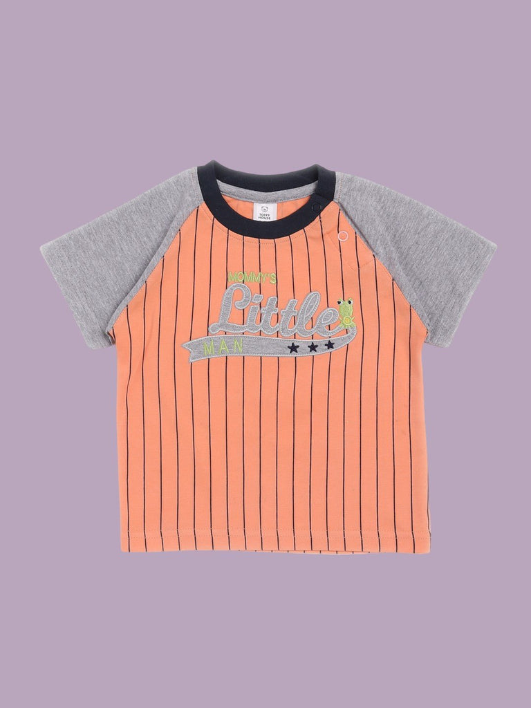 ToffyHouse Baby Boys' BabyBoys_Peach_Mommy_sLittleMan' T-Shirt  Front View