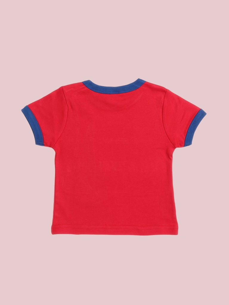 Back view of Toffyhouse Baby Boys' red 'Rock & Roll' t-shirt