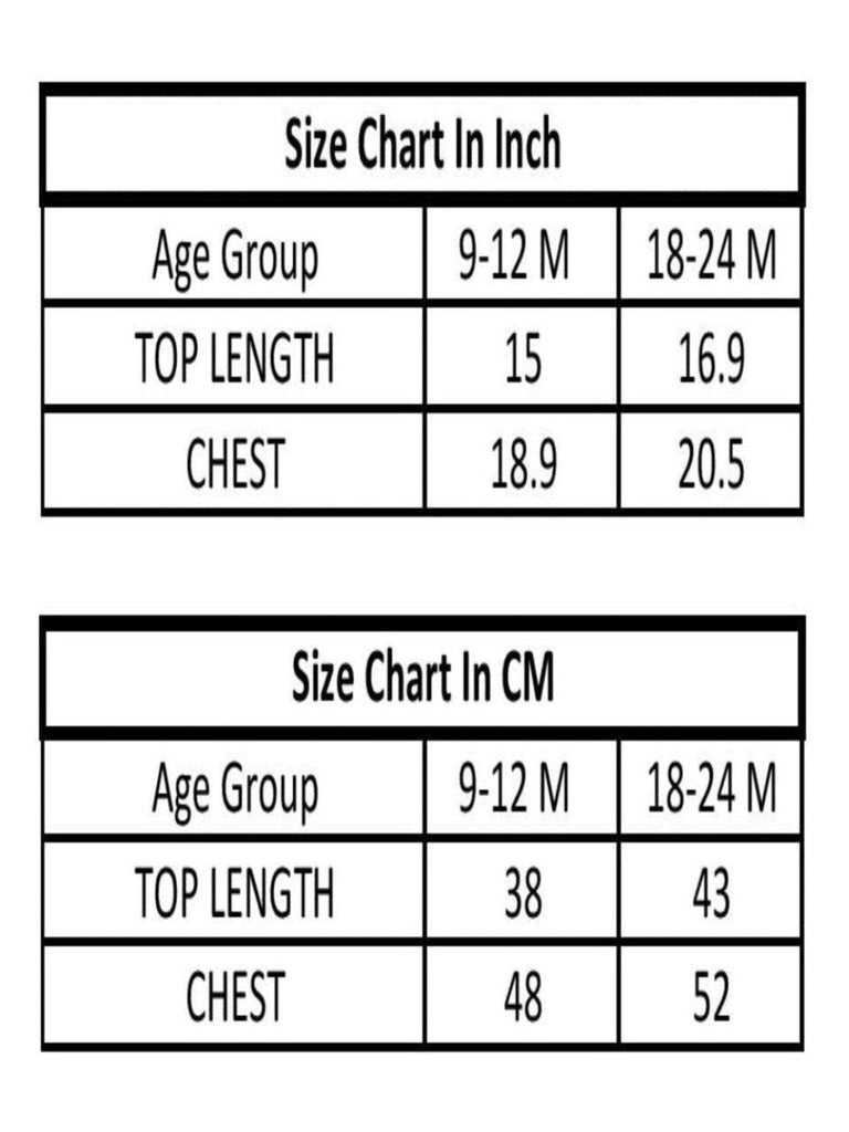 size guide of a blue dress for baby girl