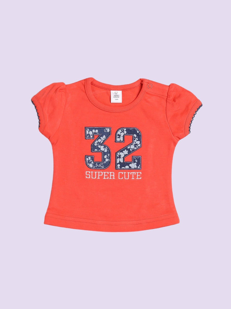 ToffyHouse Baby Girls Red Tops front view