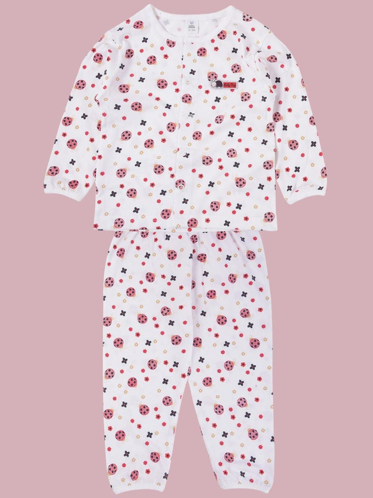 ToffyHouseBabyLadybugPrintFullSleevePajamaSet-Whitefullview