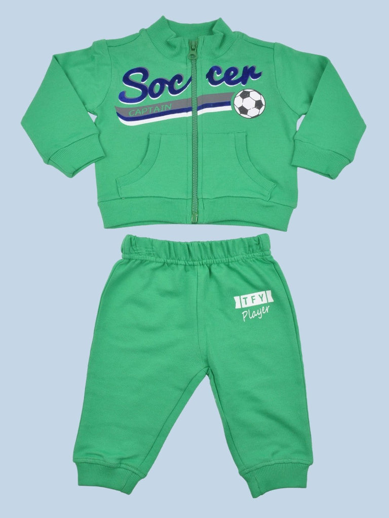 ToffyHouseBabySoccerPrintFullSleeveTracksuitSet-Greenfrontfullview