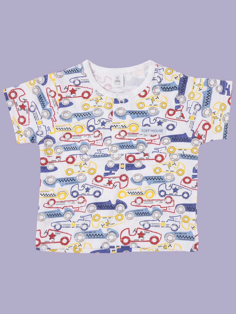 ToffyHouse Boys' Car Print Short Sleeve front view
