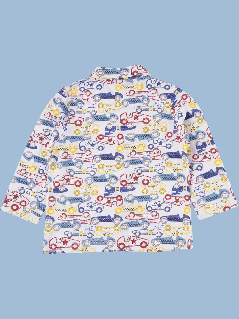 ToffyHouse Boys' Car Print Pajama Top  back View - Button-Up Collared Nightwear
