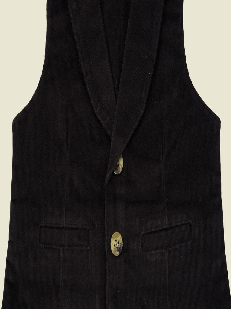 Styled view of the ToffyHouse Classic Black Corduroy Vest for boys showcasing the elegant design.