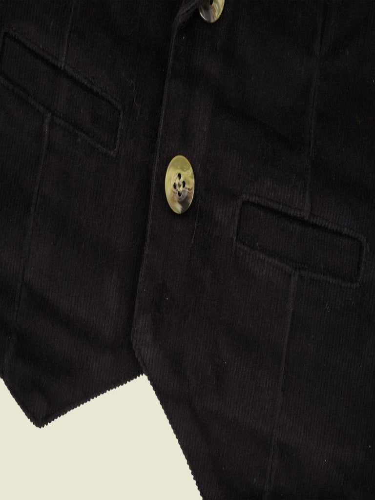 Detailed view of the buttons on the ToffyHouse Classic Black Corduroy Vest for Boys.