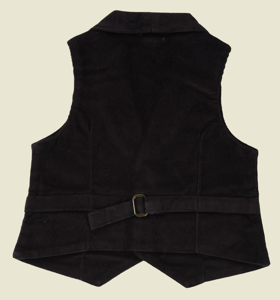 Back view of the ToffyHouse Classic Black Corduroy Vest for boys.