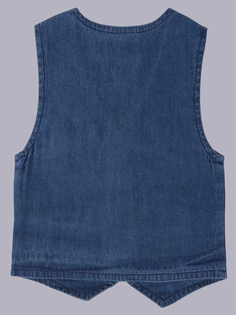 Back view of the ToffyHouse Dark Blue Denim Vest for kids.