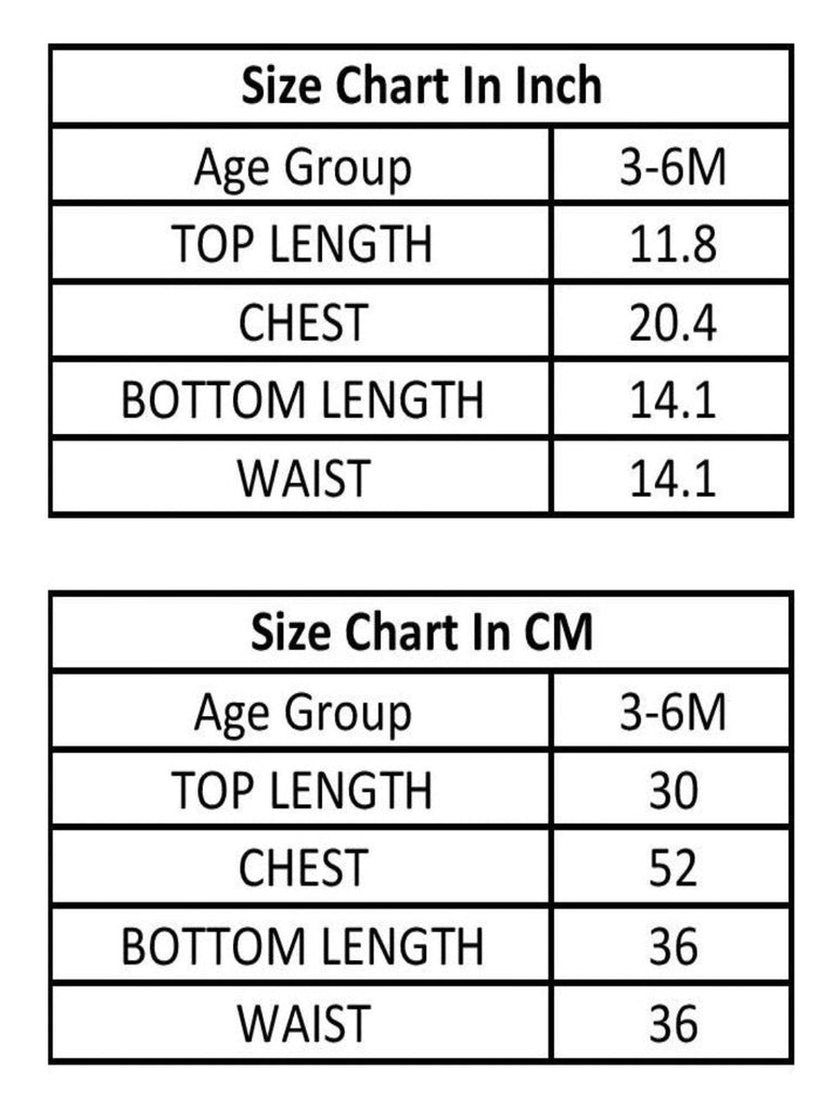 Size chart for ToffyHouse Girls' Floral Print Pajama Set detailing measurements in inches and centimeters